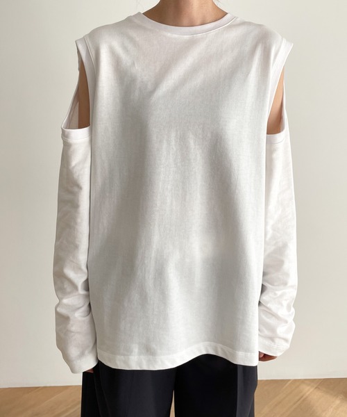 「CANAL JEAN」 長袖カットソー ONE SIZE ホワイト レディース_画像8