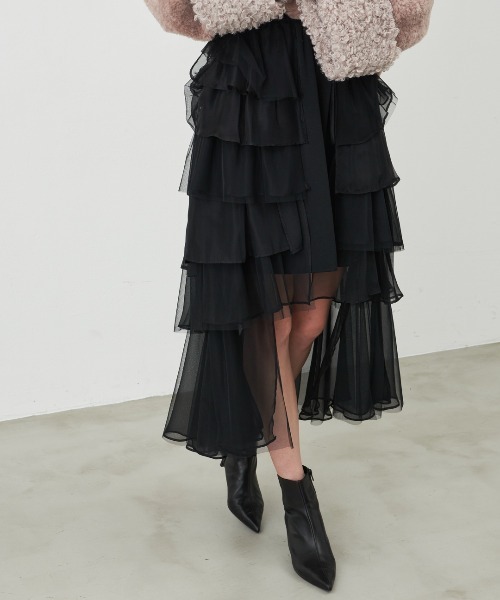 「J1U by LA BELLE ETUDE」 フリルスカート FREE ブラック レディース_画像9