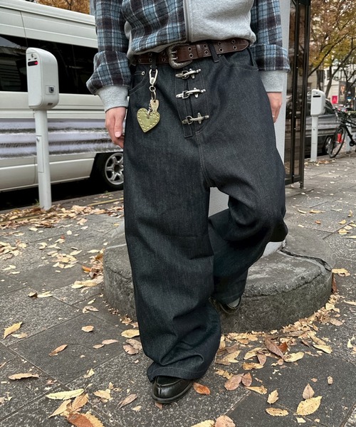 リジットデニム、ファイヤーマン、ワイドデニムパンツ、バギー、y2k kutir（クティール） ジーンズ FIREMAN RIGID BAGGY DENIM PANTS
