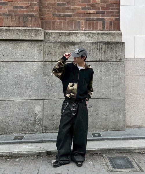 リジットデニム、ファイヤーマン、ワイドデニムパンツ、バギー、y2k kutir（クティール） ジーンズ FIREMAN RIGID BAGGY DENIM PANTS