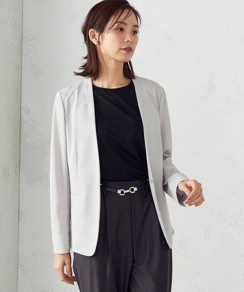 「COMME CA ISM」 ノーカラージャケット MEDIUM ホワイト レディースの画像4