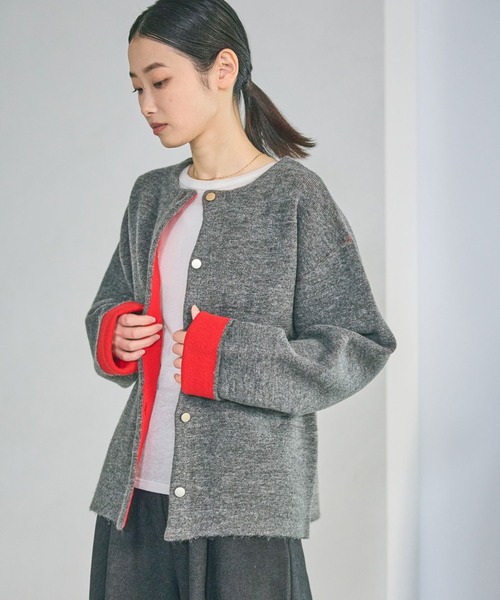 LAKOLE（ラコレ） カーディガン 7ゲージ配色ニットカーディガン