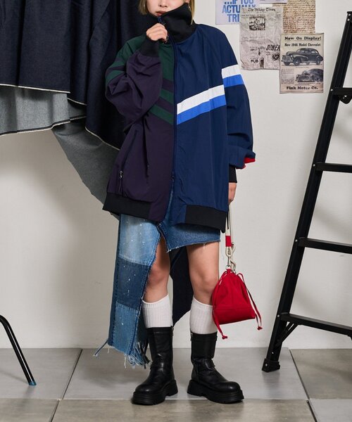 「etsinta」 ナイロンブルゾン ONE SIZE ネイビー レディース_画像9