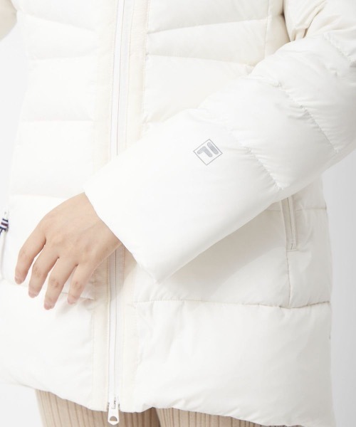 「FILA GOLF」 ダウンコート LARGE カーキ レディース_画像3