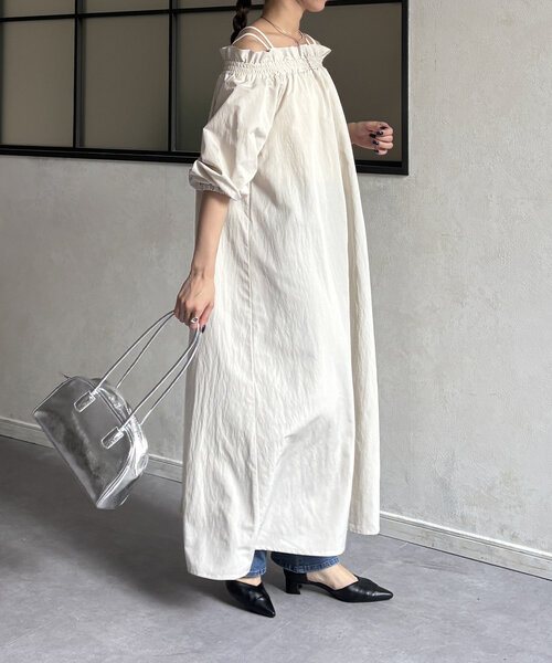 「Thevon」 7分袖ワンピース FREE モカ レディース_画像5