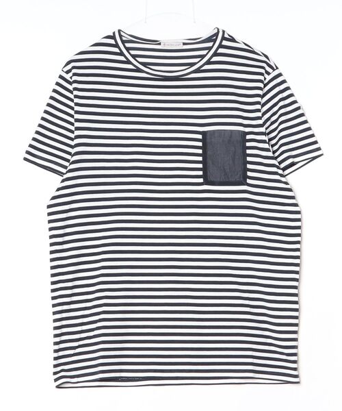 MONCLER（モンクレール） ボーダー柄半袖Tシャツ - ブラック 