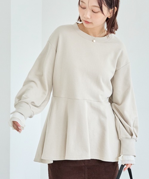 「LAVEANGE」 スウェットカットソー 4L ベージュ レディース_画像9