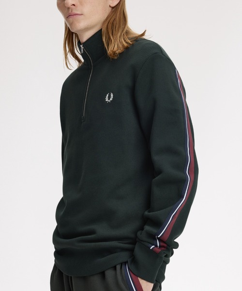トレーナー スウェット Twisted Stripe Tape Half Zip／ツイストストライプテープハーフジップスウェットシャツ