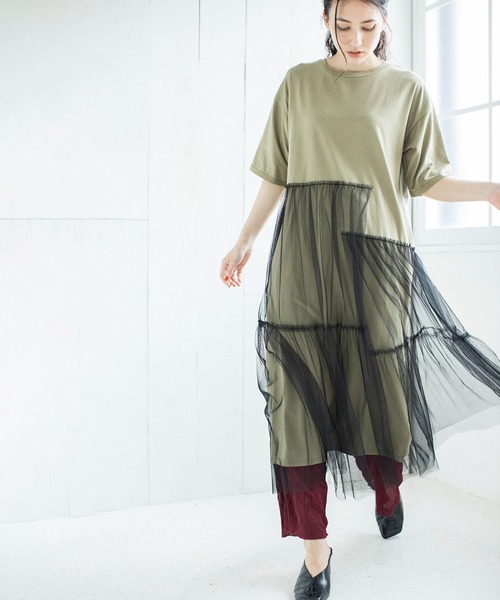 「OSMOSIS」 「loaf」半袖ワンピース ONE SIZE ライトベージュ レディース_画像5