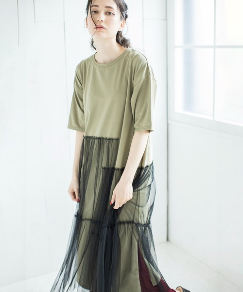 「OSMOSIS」 「loaf」半袖ワンピース ONE SIZE ライトベージュ レディース_画像6
