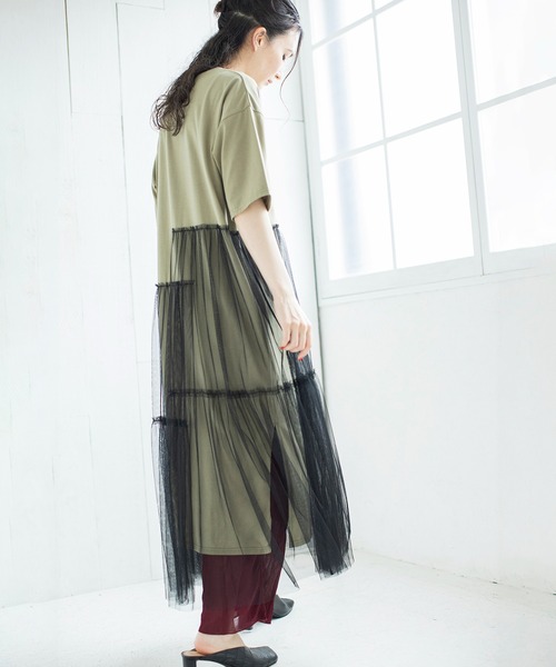 「OSMOSIS」 「loaf」半袖ワンピース ONE SIZE ライトベージュ レディース_画像7