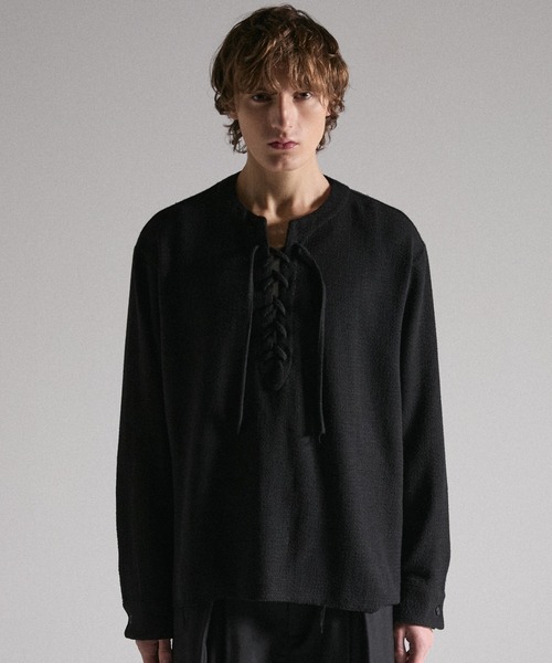 【GRANCY】レースアップライトメッシュプルオーバー　M GRANCY tシャツ 「GRANCY」Lace-Up Light Mesh Pullover / レース