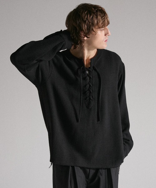 a*u様 grancy レースアップシャツ Mサイズ GRANCY tシャツ 「GRANCY」Lace-Up Light Mesh Pullover / レース