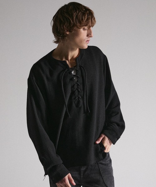 GRANCY tシャツ 「GRANCY」Lace-Up Light Mesh Pullover / レース