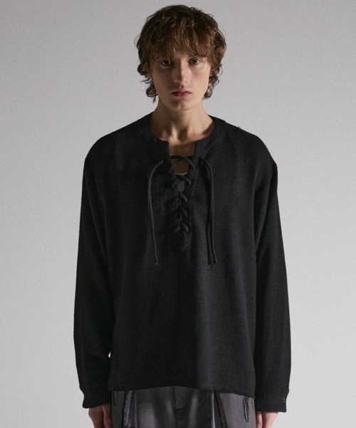 GRANCY ピンク m レースアップライトメッシュプルオーバー GRANCY tシャツ 「GRANCY」Lace-Up Light Mesh Pullover / レース