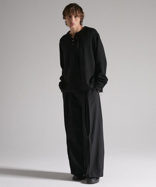GRANCY ピンク m レースアップライトメッシュプルオーバー GRANCY tシャツ 「GRANCY」Lace-Up Light Mesh Pullover / レース