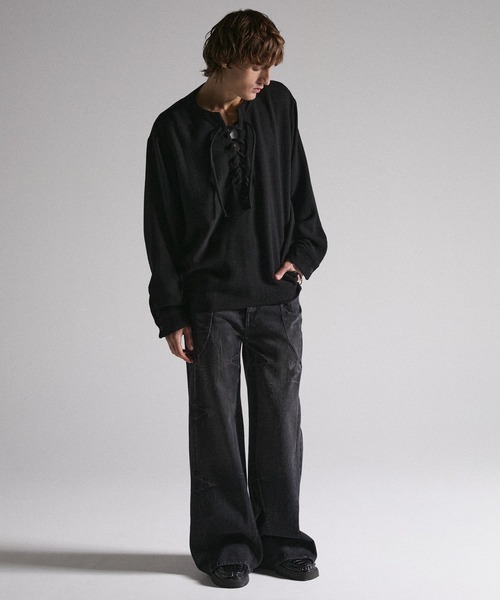 GRANCY tシャツ 「GRANCY」Lace-Up Light Mesh Pullover / レース
