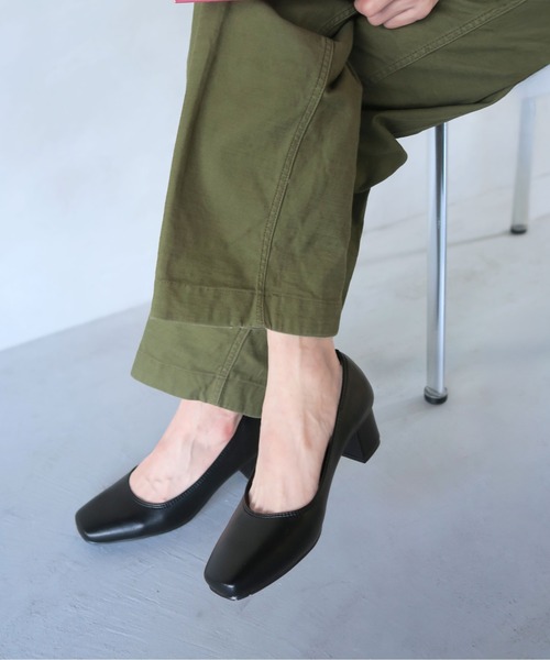 パンプス 入学式 卒業式 CHICSLICK 晴雨兼用3Dインソールスクエアトゥ4.5cmパンプス