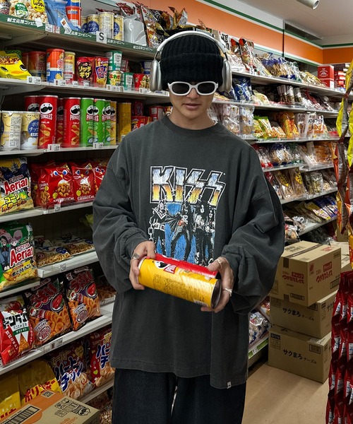 「Perushu」 長袖Tシャツ MEDIUM チャコールグレー メンズ_画像2