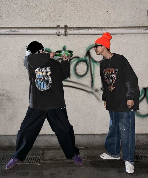 「Perushu」 長袖Tシャツ MEDIUM チャコールグレー メンズ_画像4