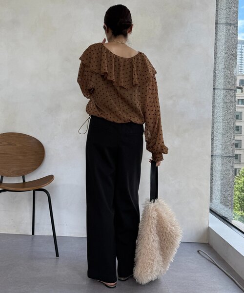 「DouDou」 イージーパンツ 38 ブラック レディースの画像
