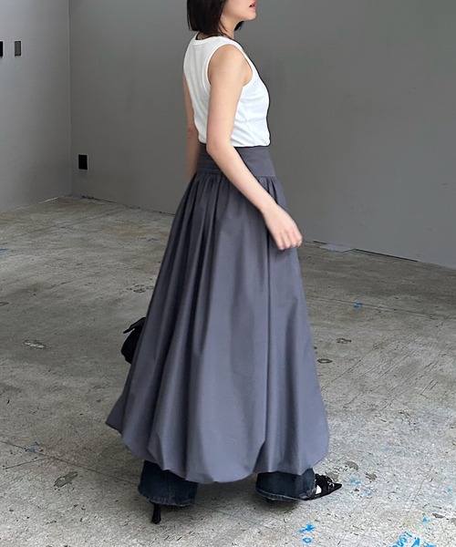 goa ライトグレー ロングスカート ジッパー付き PAGEBOY（ページボーイ） ロング スカート ZIPバルーンロングスカート