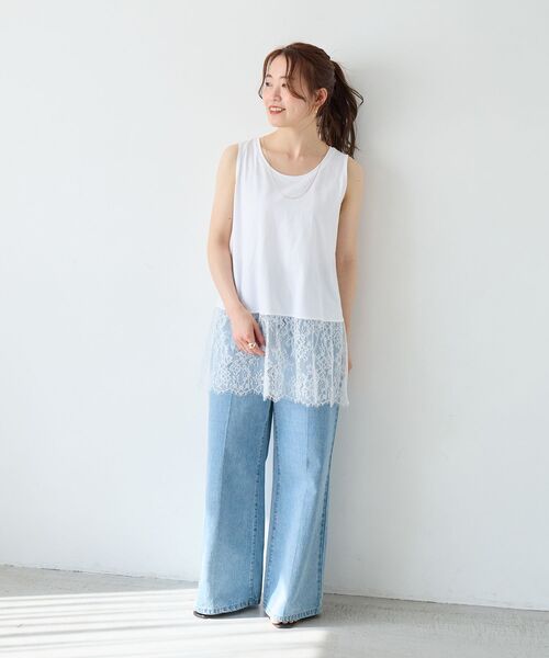le.coeur blanc（ルクールブラン） タンクトップ ノースリーブ 裾