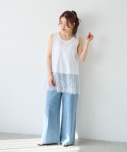 le.coeur blanc（ルクールブラン） タンクトップ ノースリーブ 裾