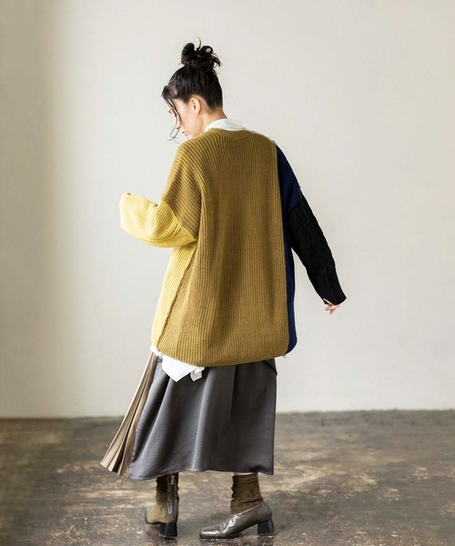 「OSMOSIS」 「LE TRICOT 」ニットカーディガン ONE SIZE オリーブ レディース_画像7