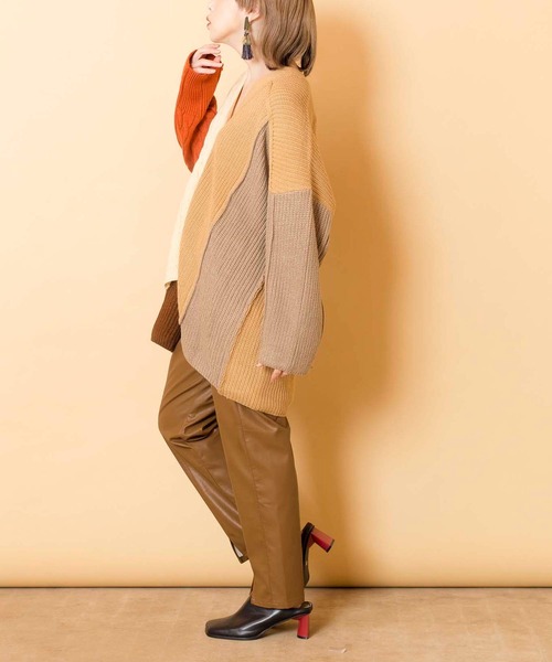 「OSMOSIS」 「LE TRICOT 」ニットカーディガン ONE SIZE オリーブ レディース_画像9