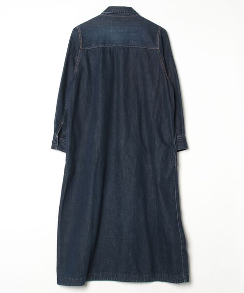 「Sunny clouds」 シャツワンピース LARGE ダークインディゴブルー レディース_画像2