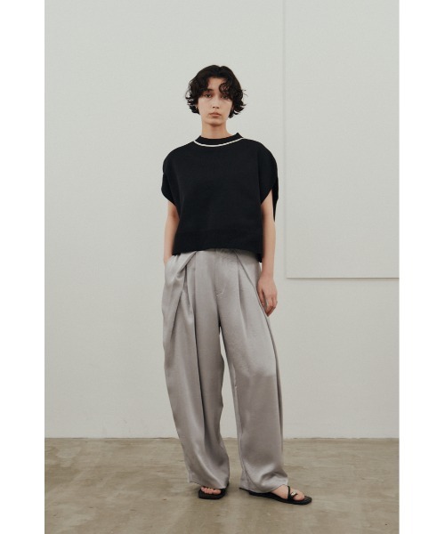 パンツ サテンラップワイドパンツ レディースの画像