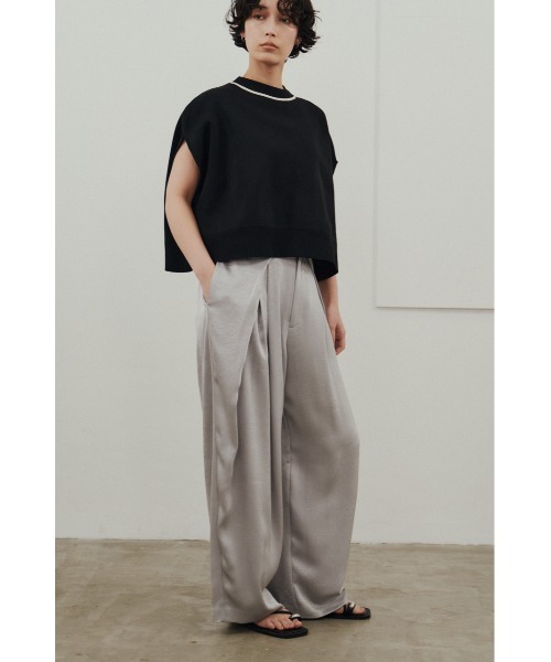 パンツ サテンラップワイドパンツ レディースの画像