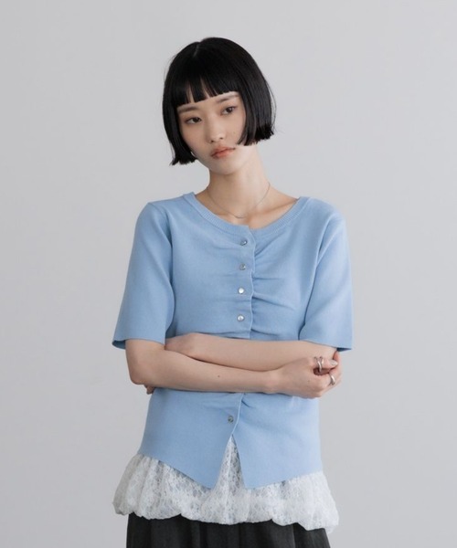カーディガン ギャザーボタンカーディガンＳＳ 685809 レディースの画像