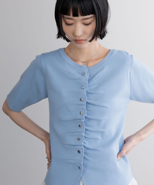 カーディガン ギャザーボタンカーディガンＳＳ 685809 レディースの画像
