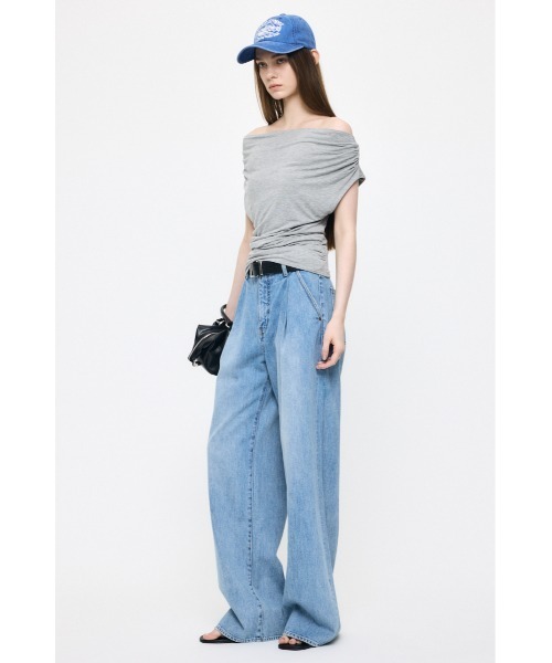 MOUSSY（マウジー） tシャツ 半袖 DRAPE OFF SHOULDER CUT トップス 