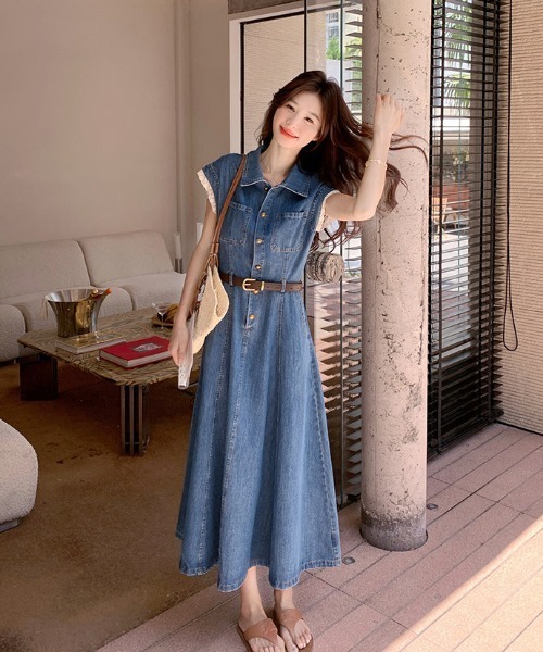 FAVORITO ワンピース ベルト付きデニムワンピース : ZOZOTOWN Yahoo!店