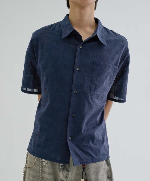 シャツ Shadow Check Sheer Shirt / シャドーチェックシアーシャツ