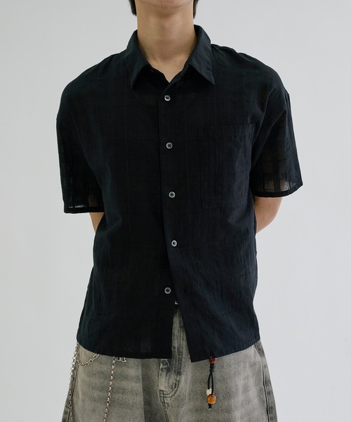 シャツ Shadow Check Sheer Shirt / シャドーチェックシアーシャツ