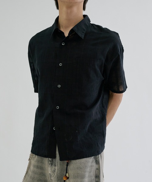 シャツ Shadow Check Sheer Shirt / シャドーチェックシアーシャツ