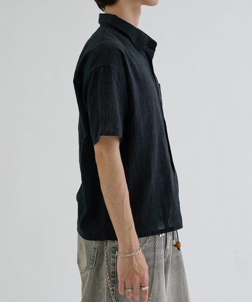 シャツ Shadow Check Sheer Shirt / シャドーチェックシアーシャツ