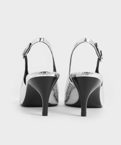 「CHARLES & KEITH」 パンプス 25.5cm シルバー レディース_画像4