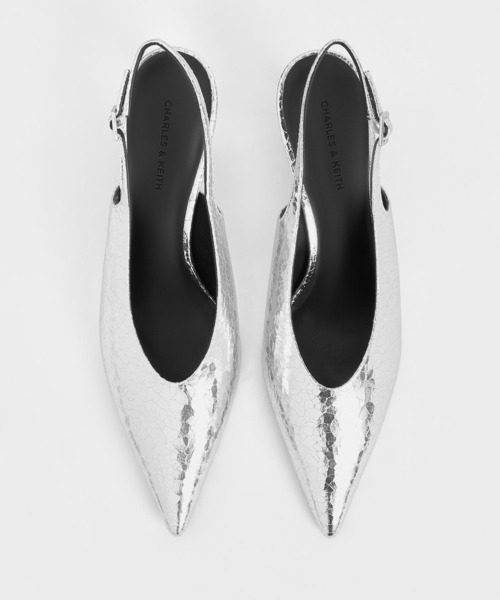 「CHARLES & KEITH」 パンプス 25.5cm シルバー レディース_画像6