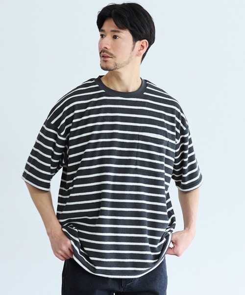 coca（コカ） tシャツ パイル地ボーダートップス メンズ : ZOZOTOWN 