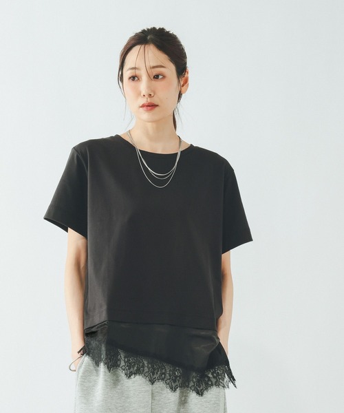 GLOBAL WORK（グローバルワーク） tシャツ 半袖 フェイクアシメヘム