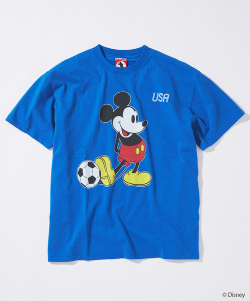 tシャツ MICKEY MOUSE / ミッキー マウス 別注 サッカー プリント Tシャツ メンズの画像
