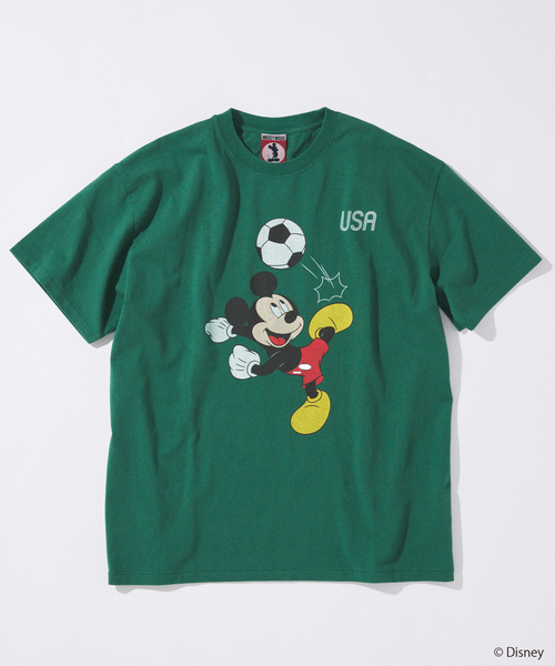 tシャツ MICKEY MOUSE / ミッキー マウス 別注 サッカー プリント Tシャツ メンズの画像