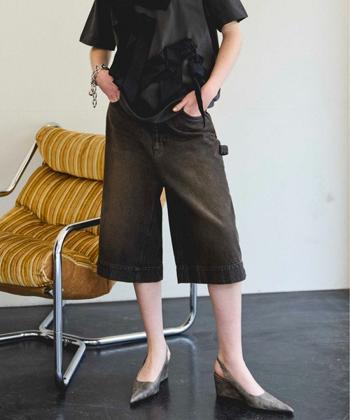 「MAISON SPECIAL」 デニムハーフパンツ 38 ブルー レディース_画像2