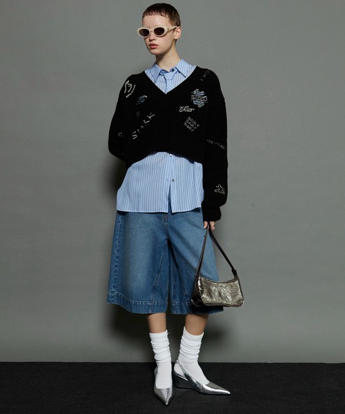 「MAISON SPECIAL」 デニムハーフパンツ 38 ブルー レディース_画像10