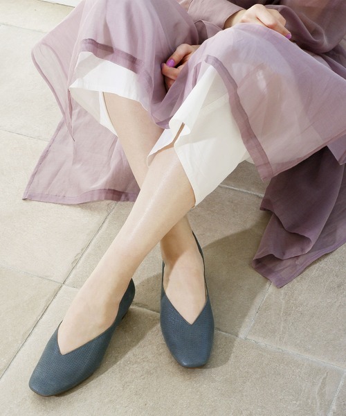 enchanted パンプス 本革Vカットスクエアパンプス : ZOZOTOWN